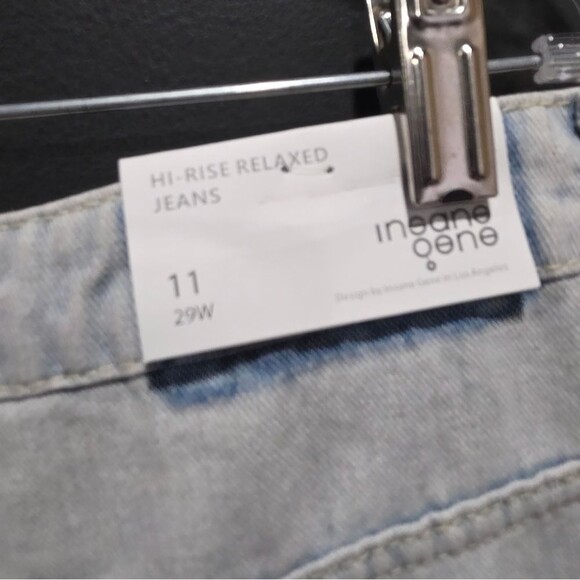 Insane Gene Light Wash Button Fly Denim Jeans Hi Rise Relaxed Tie Ankle 11 29W - Picture 7 of 12